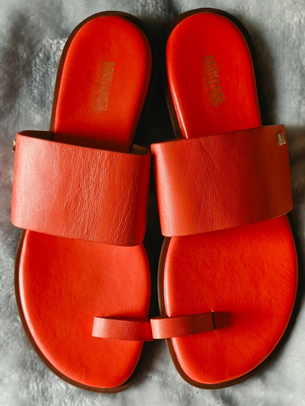Michael Kors Women's Red Orange Slide Sandals